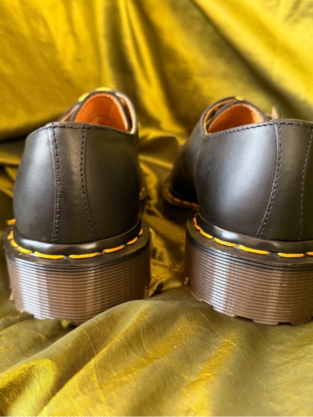 Dr. Martens Black Leather Vintage Oxfords with Yellow Accent - Picture 3 of 9